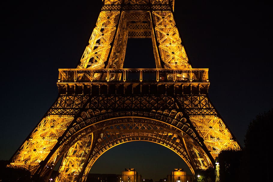 Eiffel Tower at Night, architecture, paris, travel destinations HD wallpaper