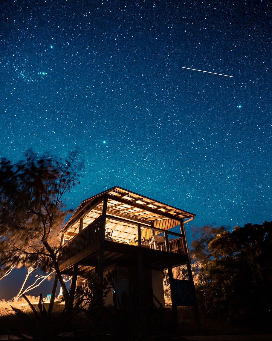 shooting star during nighttime, star - space, astronomy, sky HD wallpaper