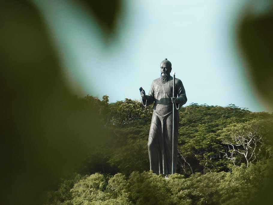 man holding cane statue, human, person, art, sculpture, monument HD wallpaper