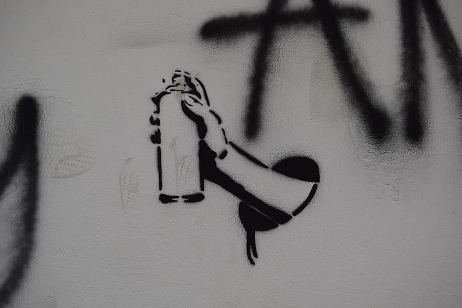 hand with paint sprayer illustration, wall - building feature HD wallpaper