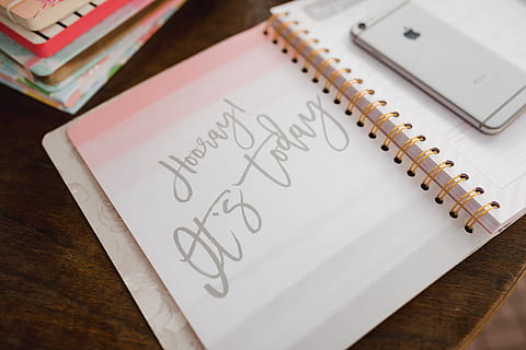 Pink calendar, notebook, diary, desk, paper, publication, education HD wallpaper