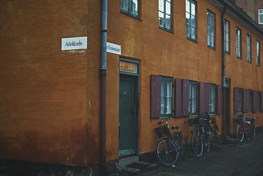 nyboder, denmark, københavn, wall, bike, copenhagen, house HD wallpaper