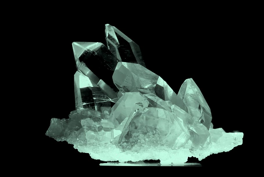 rock crystal, background, science, studio shot, black background HD wallpaper