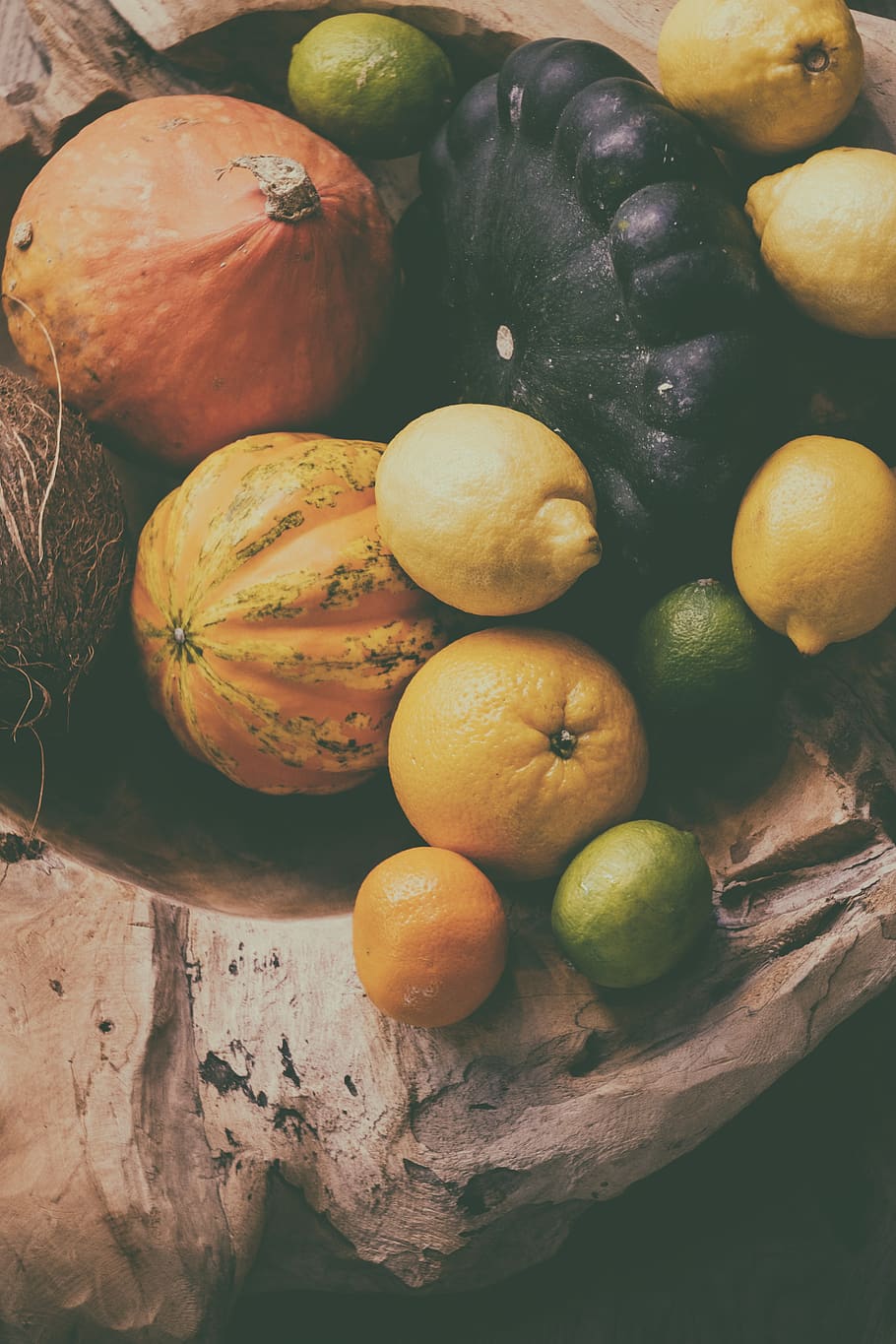 style bite, lemon, orange, coconut, autumn, vegetables, deco HD wallpaper