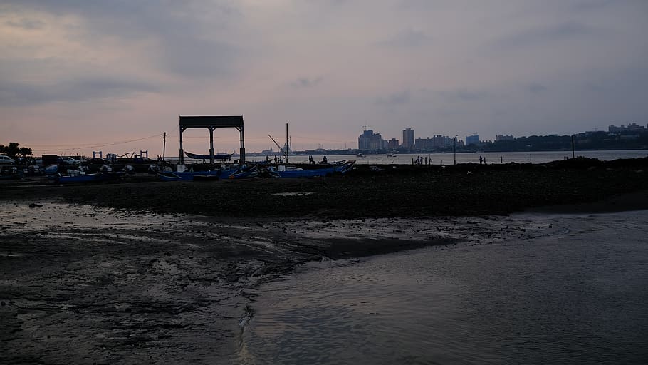 river, sunset, sky, water, cloud - sky, sea, beach, land, architecture HD wallpaper
