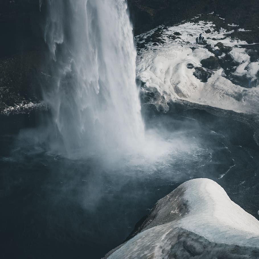 waterfalls surrounded by ice, scenics - nature, motion, beauty in nature HD wallpaper