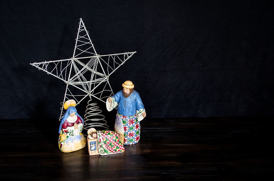 nativity scene figurine set on table, clothing, full length, one person HD wallpaper