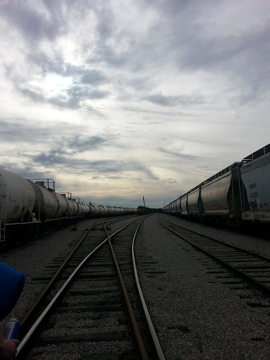 clouds, shade, train, sky, transportation, cloud - sky, rail transportation HD wallpaper