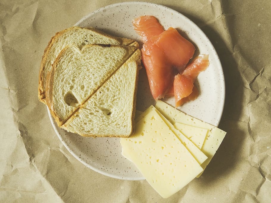 cheese, fish, salmon, delicious, plate, breakfast, tasty, meal HD wallpaper