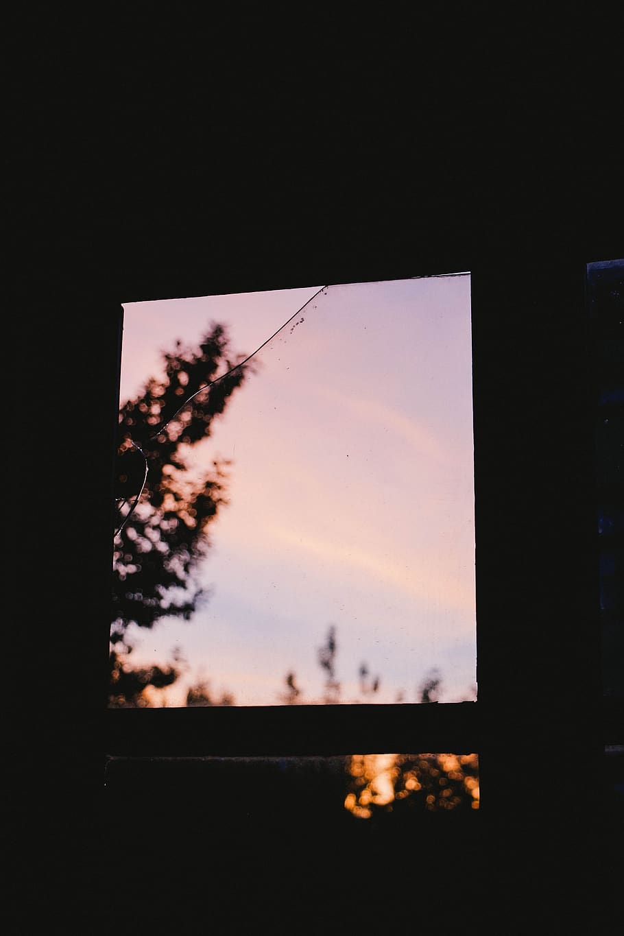 dark, room, window, glass, outside, view, tree, bokeh, sunset HD wallpaper