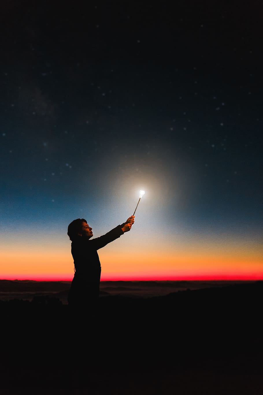 light, sky, man, person, backlit, dark, evening, evening sky HD wallpaper