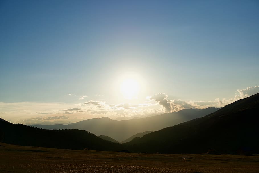 sunset, puez, mountains, alpine, evening, landscape, dolomites HD wallpaper