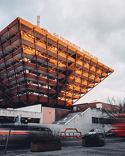 orange building, office building, town, city, slovakia, bratislava HD wallpaper
