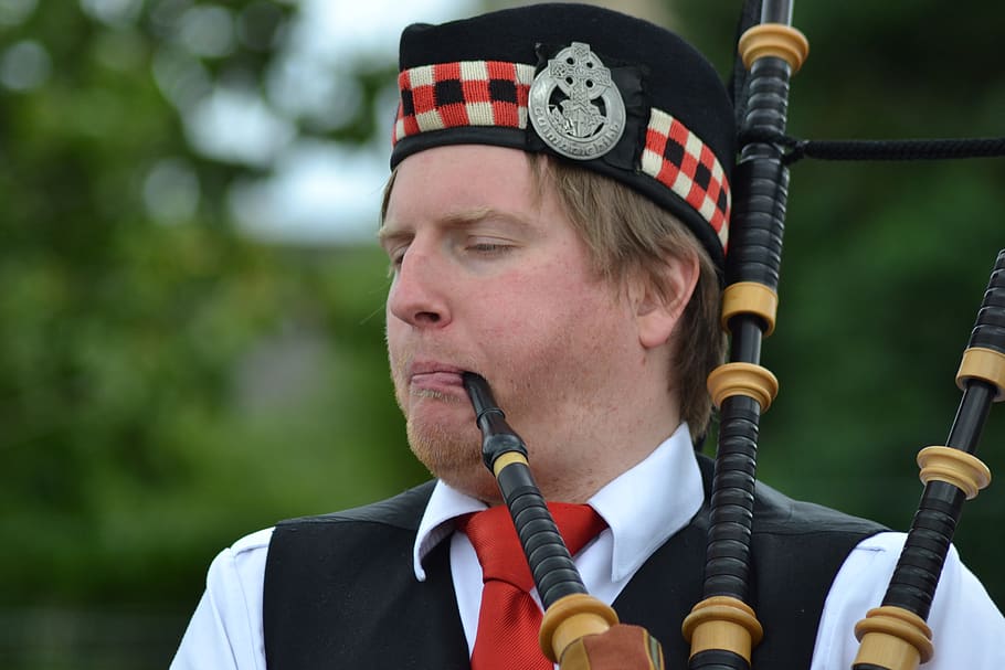 piper, scot, traditional, uniform, music, tartan, highland
