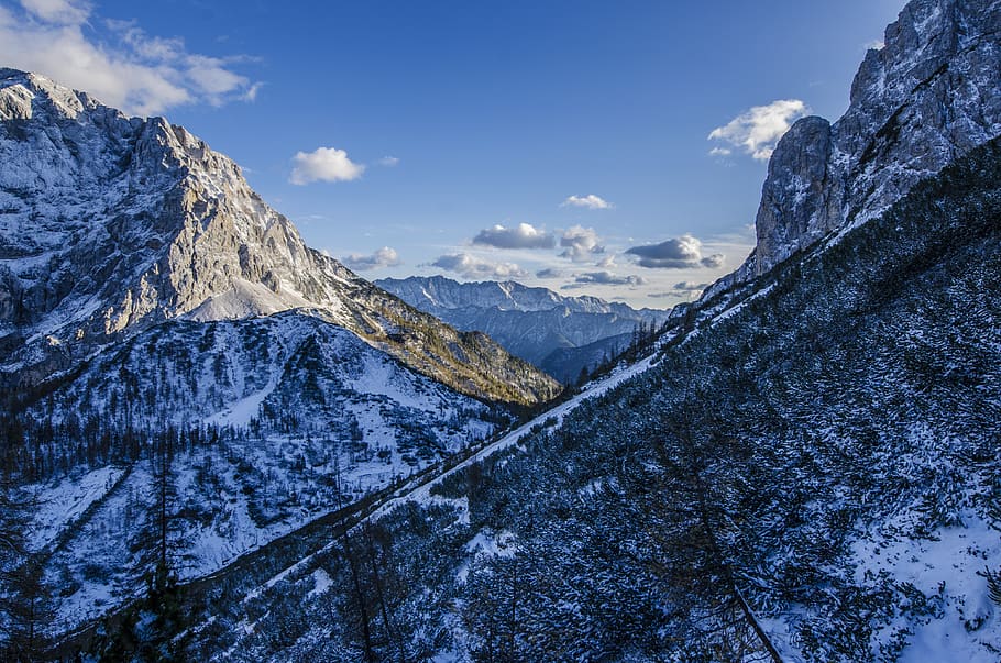 Wide Angle Photography of Snow-capped Mountain, alpine, alps HD wallpaper