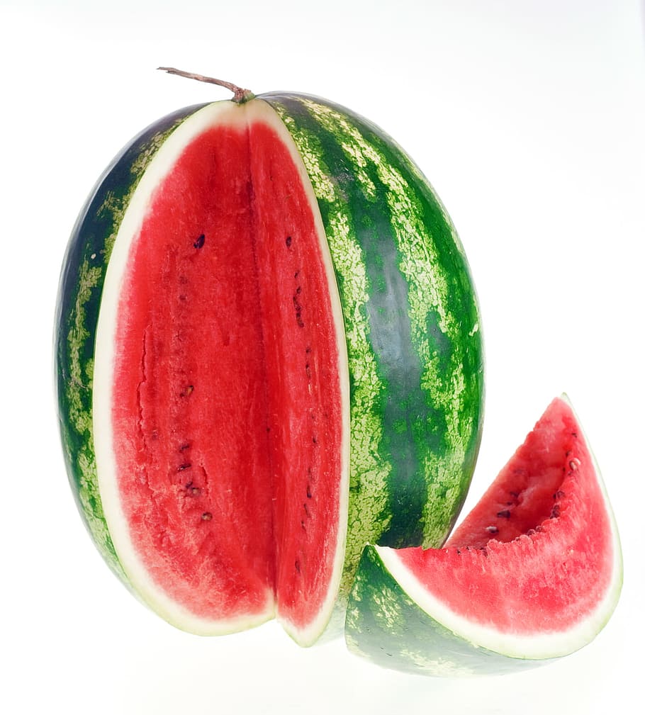 watermelon, slice, isolated, white, dietfood, red, healthyfood HD wallpaper