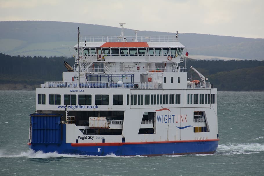 ferry, sea, ship, water, wight, nautical vessel, transportation, HD wallpaper