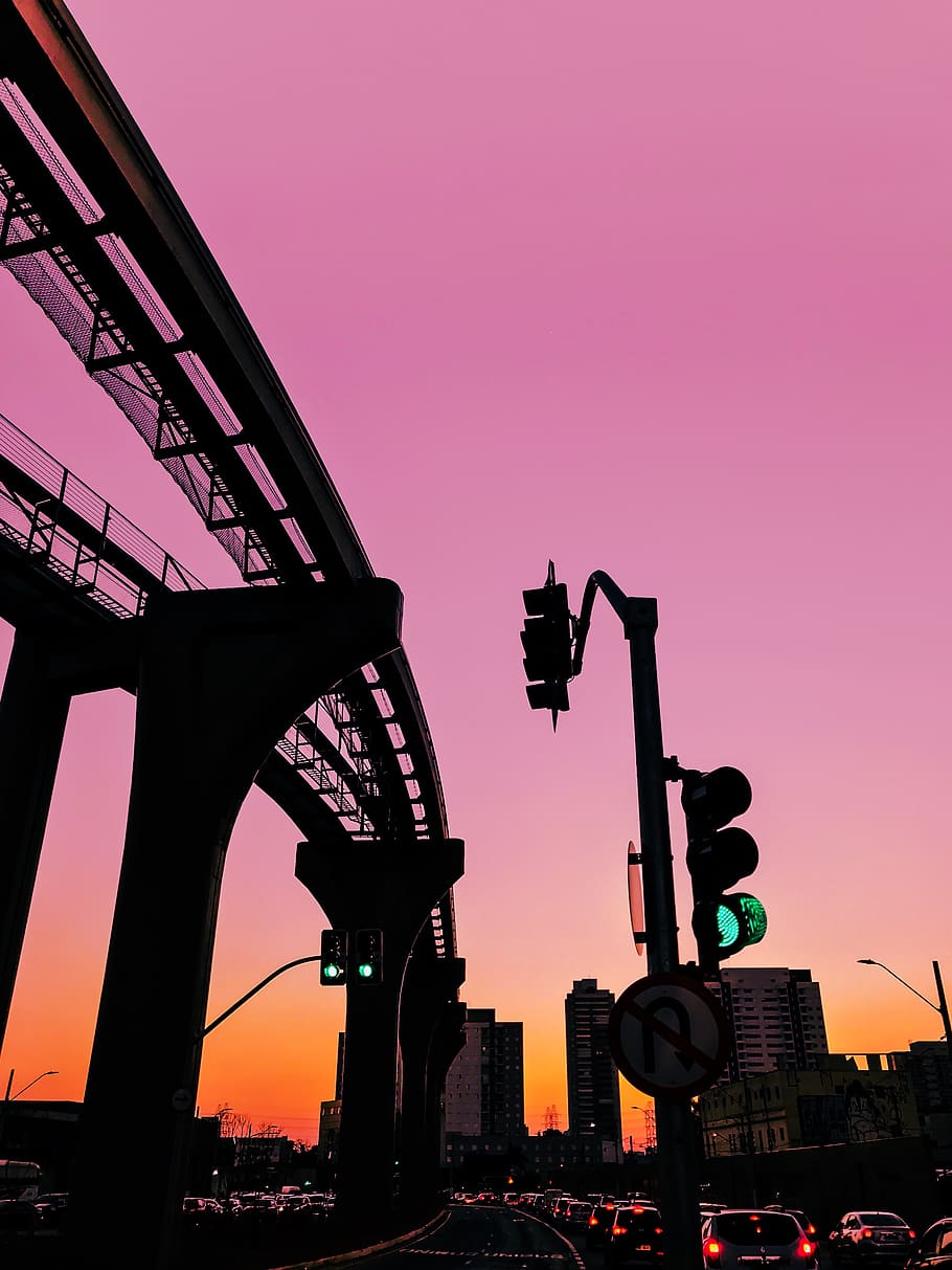 traffic light during sunset, são paulo, vila prudente station HD wallpaper