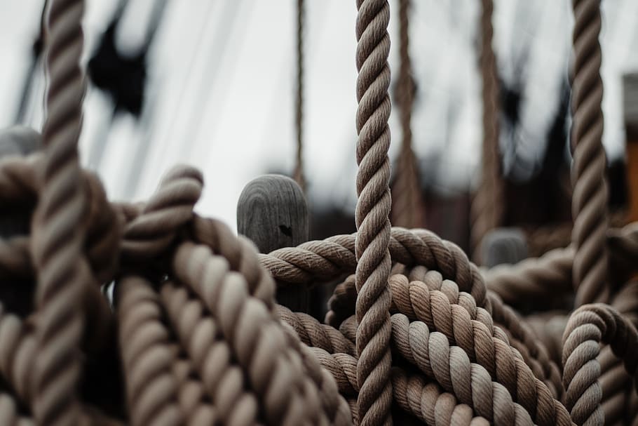 brown ropes, strength, connection, tied up, close-up, no people HD wallpaper