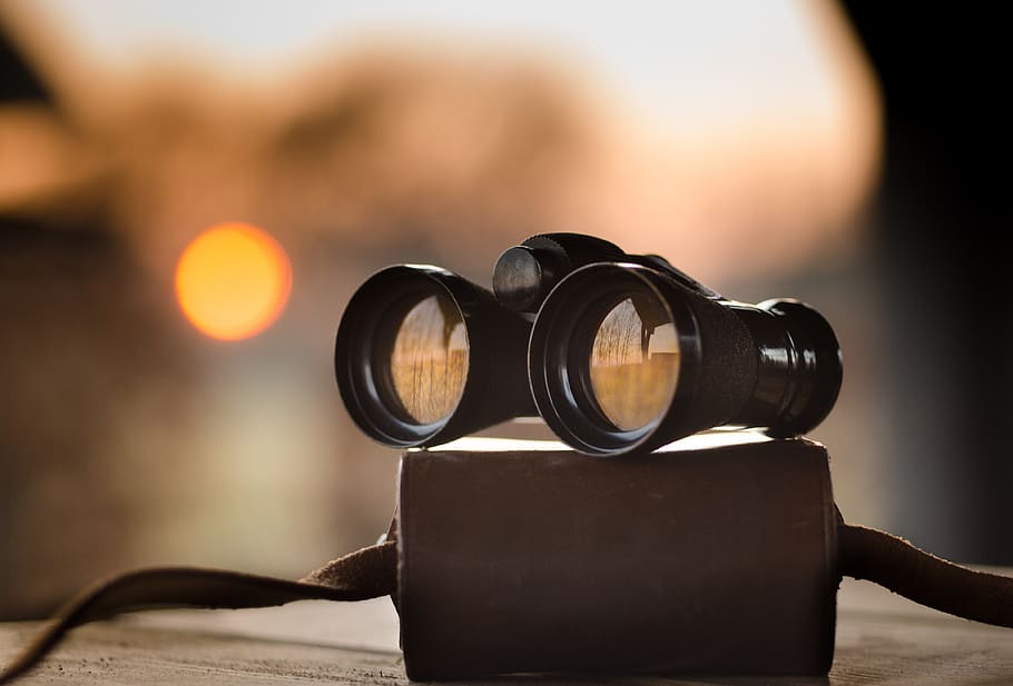 Black Binocular on Round Device, binoculars, blur, focus, look, HD wallpaper