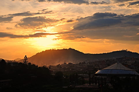 cameroon, yaounde, sunset, clouds, landscape, cameroun, cityscape HD wallpaper