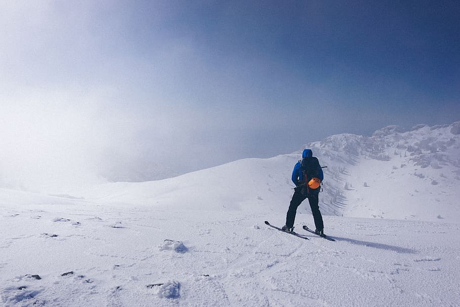 snow, winter, mountain, highland, blue, sky, cloud, landscape HD wallpaper