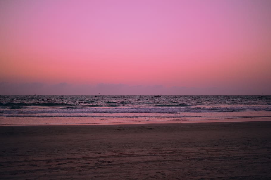 seashore ocean wave, water, sky, sunset, beach, beauty in nature HD wallpaper