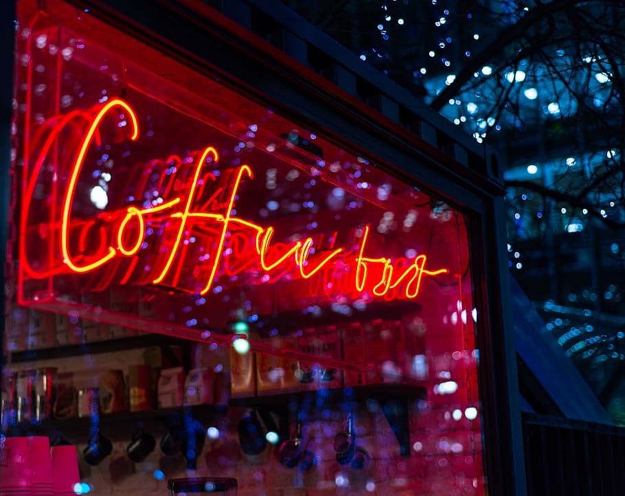 HD wallpaper: red Coffee boo neon sign, light, lighting, club, food, meal, night  club | Wallpaper Flare