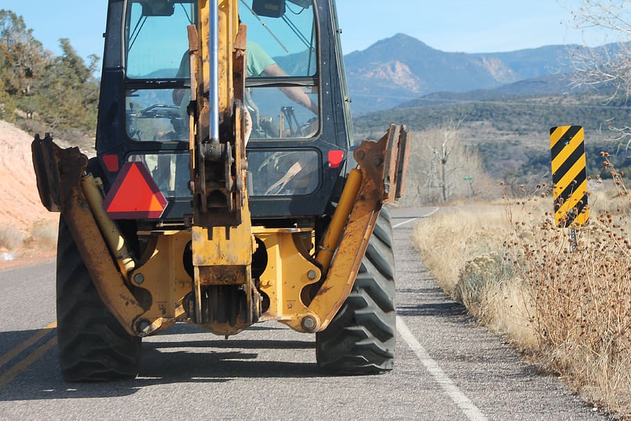 construction, drive, road, long, backhoe, transportation, nature HD wallpaper