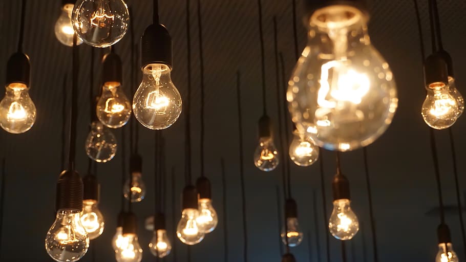 light bulbs, lights, lamp, idea, motivation, think, current HD wallpaper