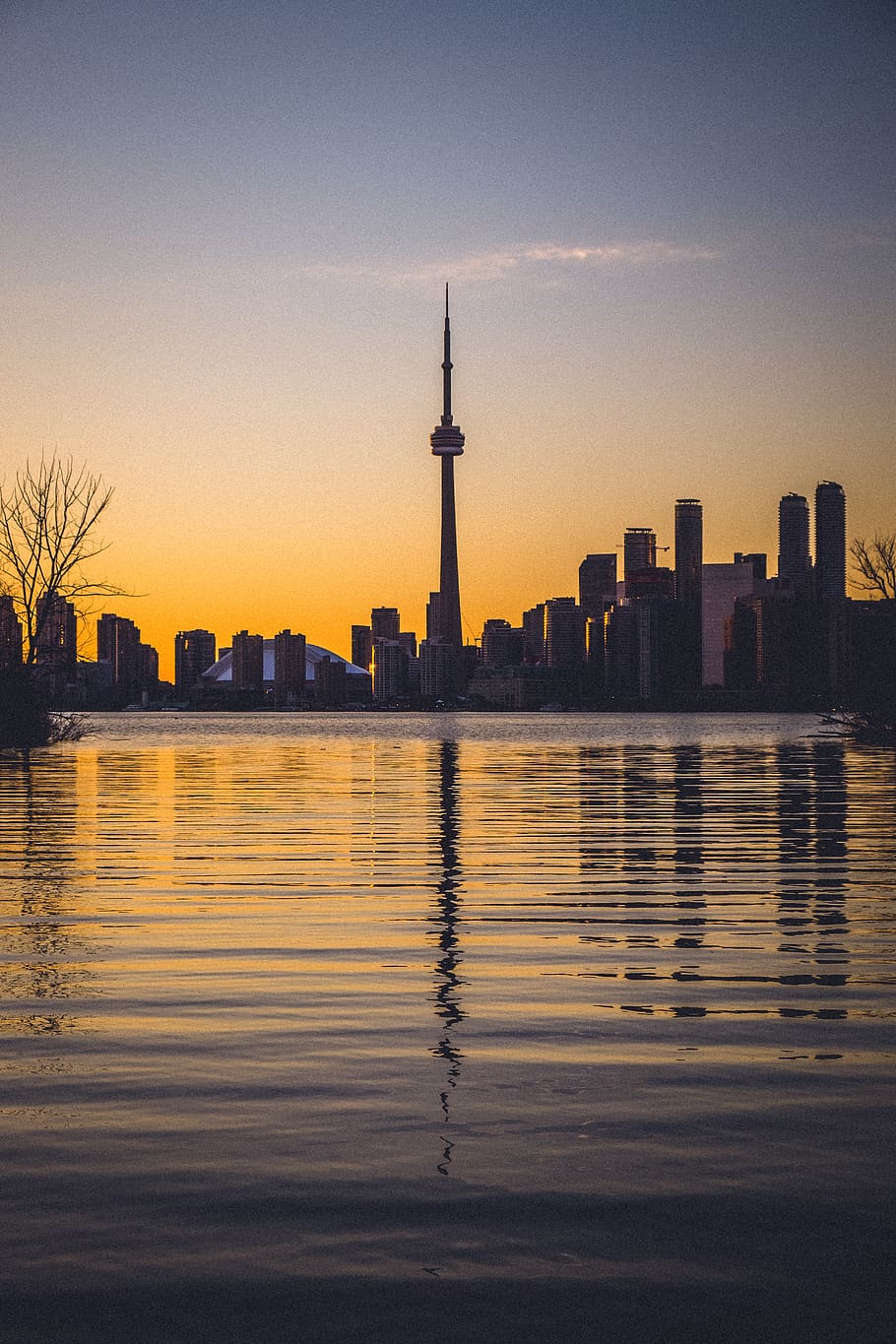 canada, toronto, reflection, water, architecture, skyline, urban HD wallpaper