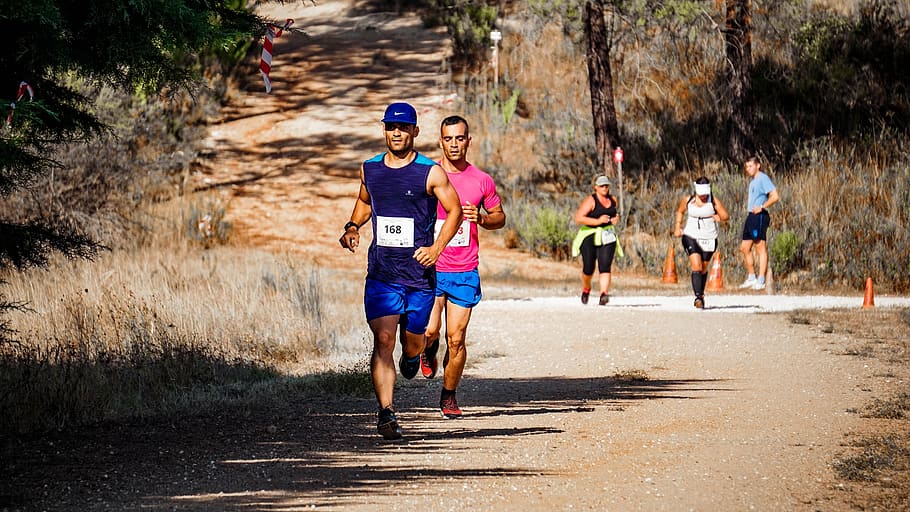 Two Man Running on Road, athletes, competition, daylight, dirt road, HD wallpaper