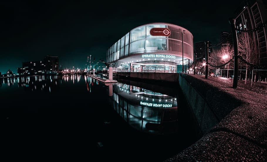 lighted building during nighttime, lighting, city, urban, town HD wallpaper