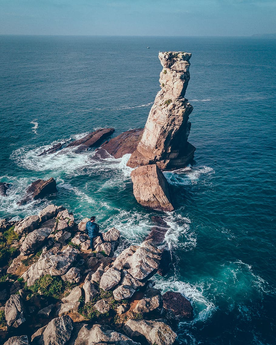 rock formation view on the ocean, promontory, nature, outdoors