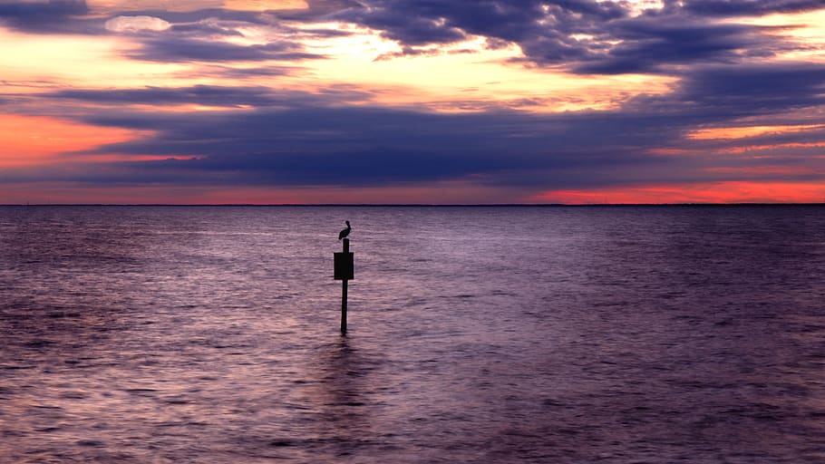 ocean, water, sunset, sea, landscape, clouds, summer, blue HD wallpaper