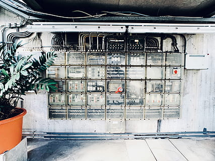 circuit breakers on wall at daytime, universitätsstraße 160 HD wallpaper