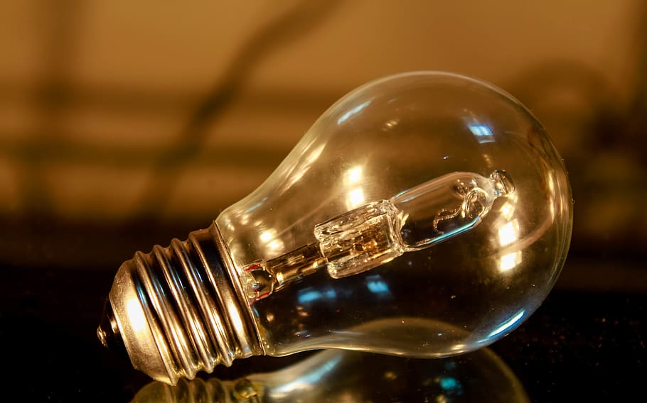 light, bulb, blur, dark, night, table, reflection, electricity HD wallpaper