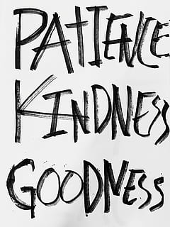 patience kindness goodness text, handwriting, calligraphy, australia HD wallpaper