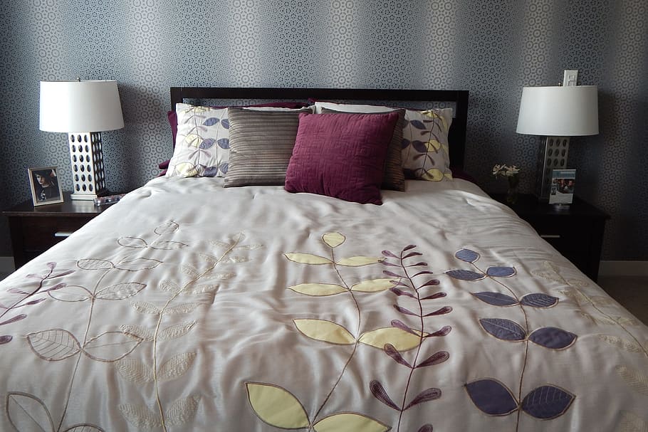 Pillows in Bedroom, various, home, house, interior, interiors HD wallpaper