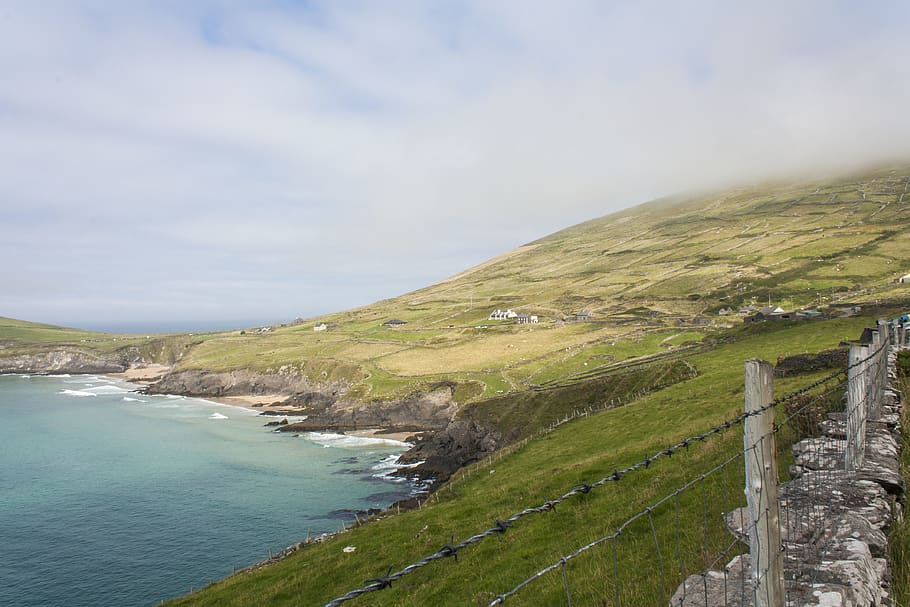 irlande, péninsule de dingle, ocean, irleand, green, ocean view, HD wallpaper