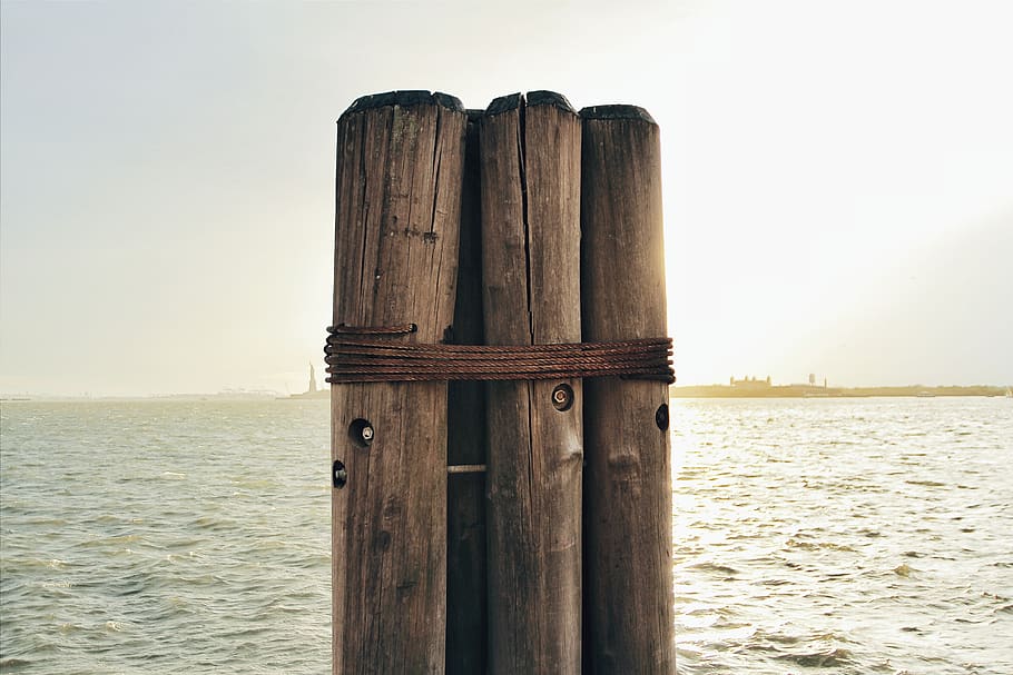 dock, sunset, new york, river, water, wood - material, sky HD wallpaper