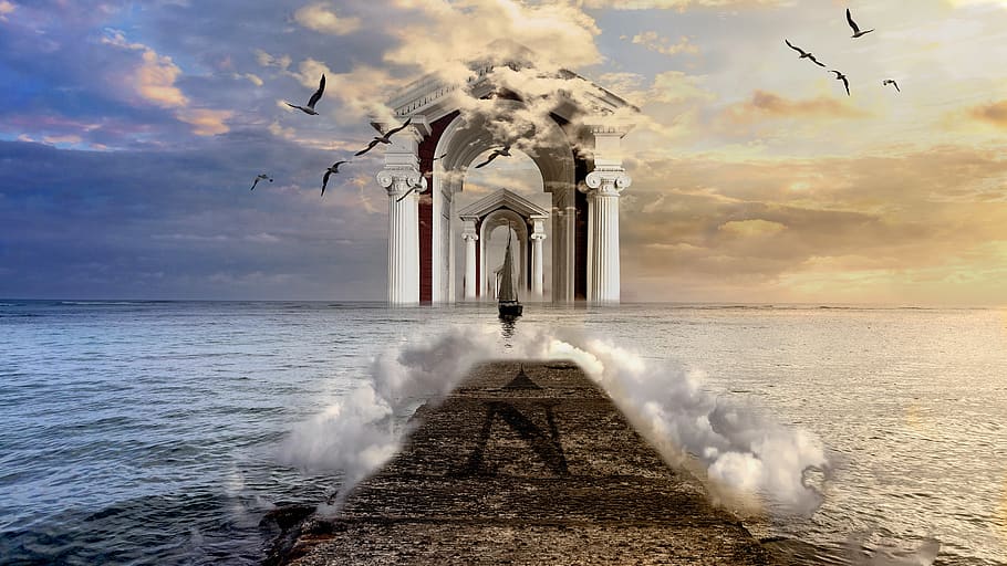 composition, dream, place, sailer, photoshop, imaginable, sun set HD wallpaper