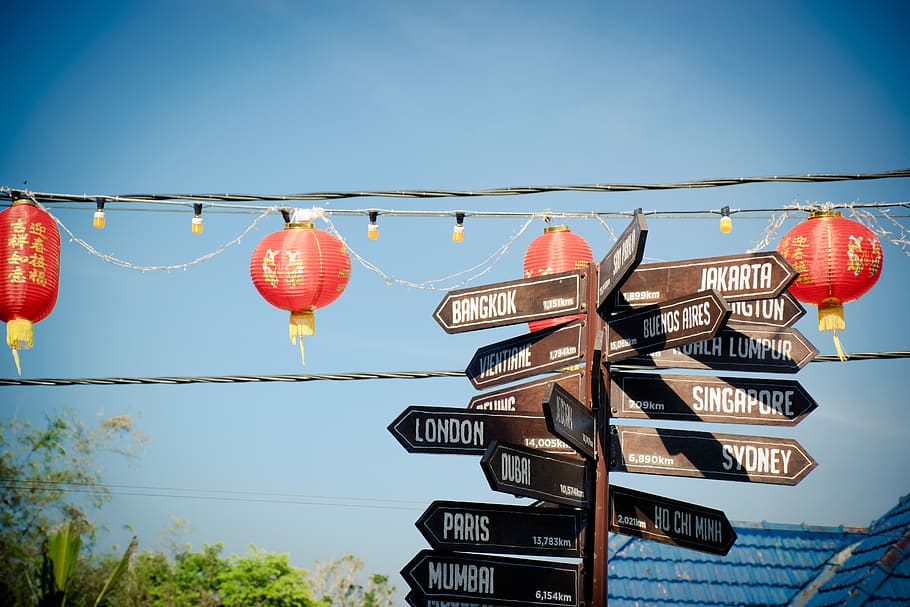 malaysia, signs, signpost, asia, adventure, chinese new year, HD wallpaper