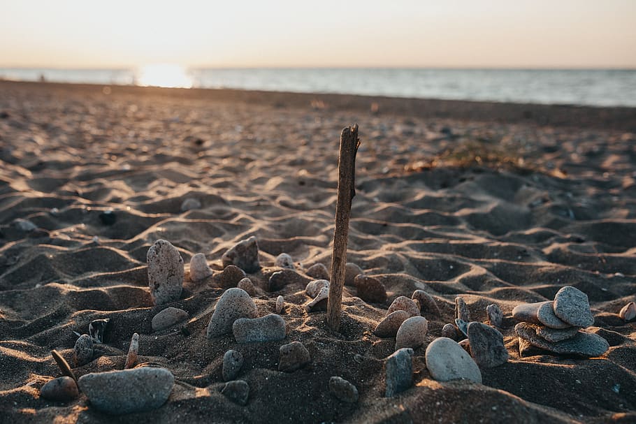 beach, sea, land, water, tranquility, sand, nature, horizon over water HD wallpaper