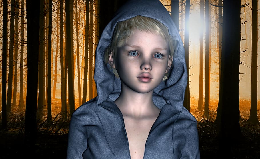 3d, render, girl, forest, nature, outdoors, treeman, magical HD wallpaper