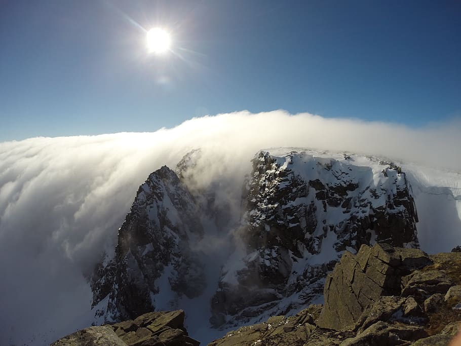 mountain, temperature inversion, summit, lochnagar, sky, beauty in nature, HD wallpaper