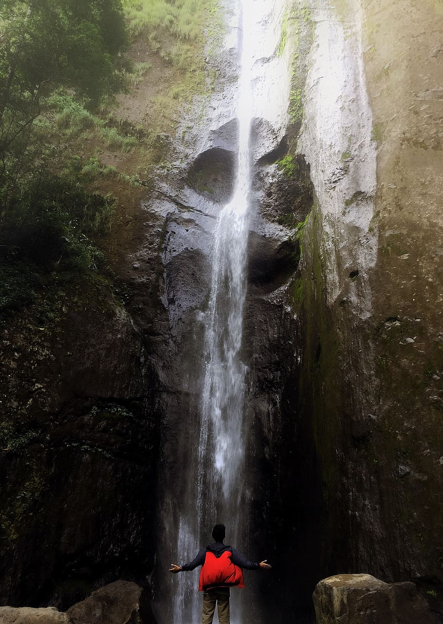 indonesia, mojo, jl. slamet, waterfall, river, rock, motion, HD wallpaper