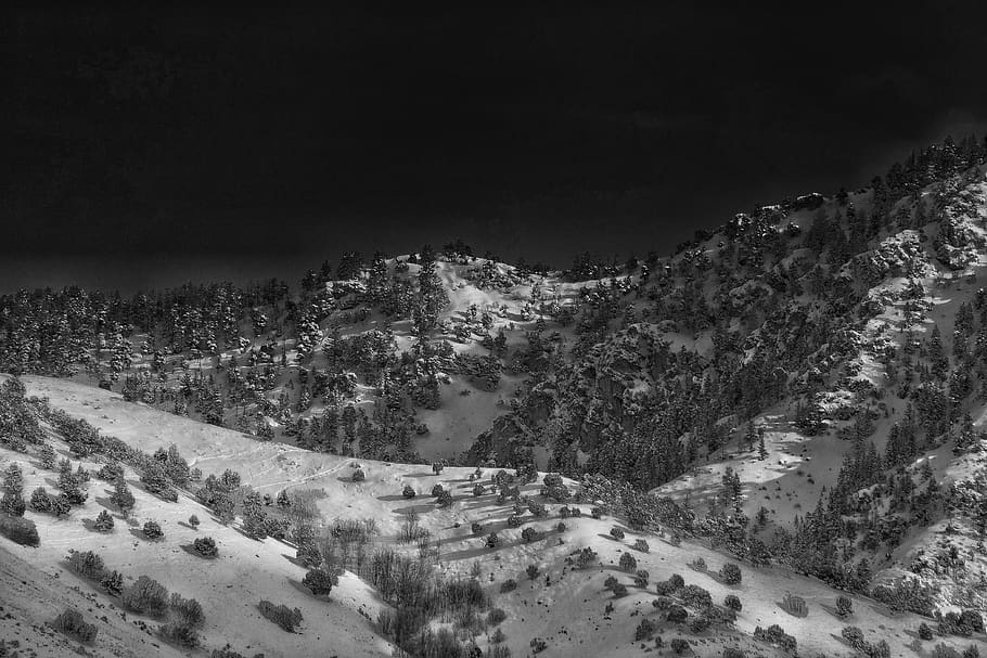 snow, mountains, black and white, monochrome, utah, cache valley