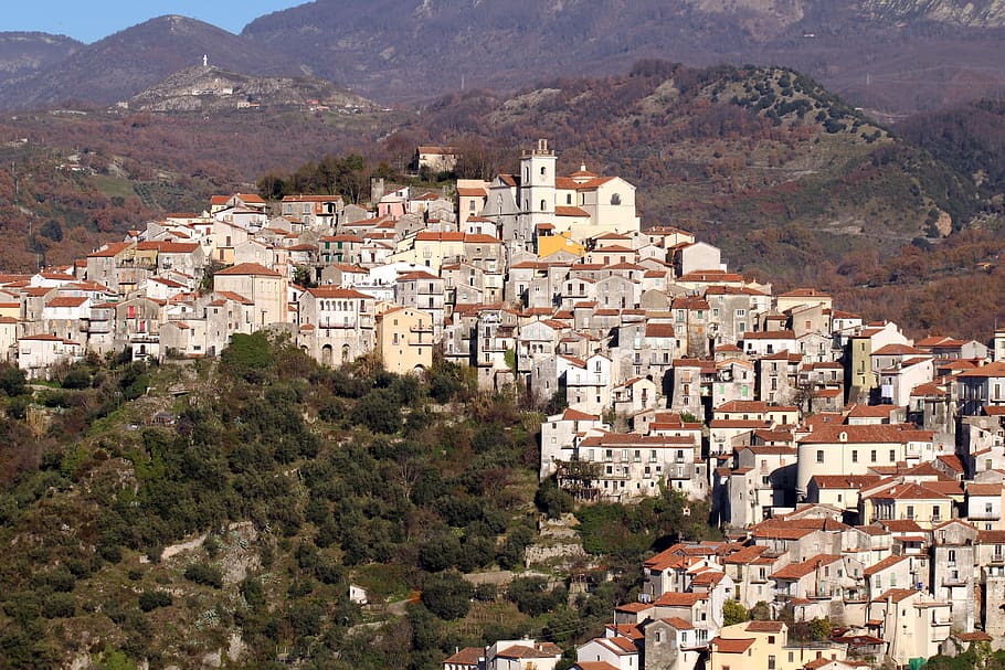 basilicata, country, italy, borgo, landscape, rivello, village, HD wallpaper