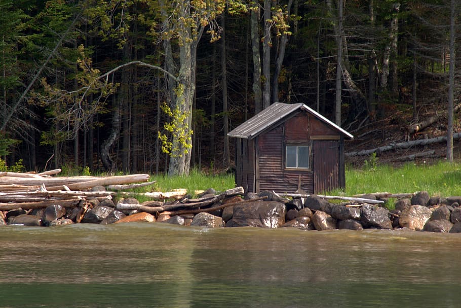 manitou island fish camp cabin, apostle islands, fishing, camping, HD wallpaper